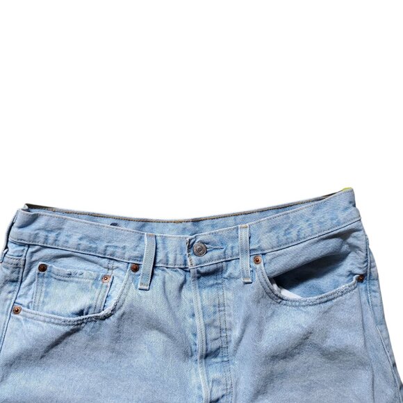 Levi’s 501 Light Wash Button Fly Skinny Distressed High Rise Jeans Size 31x30 - Picture 6 of 16